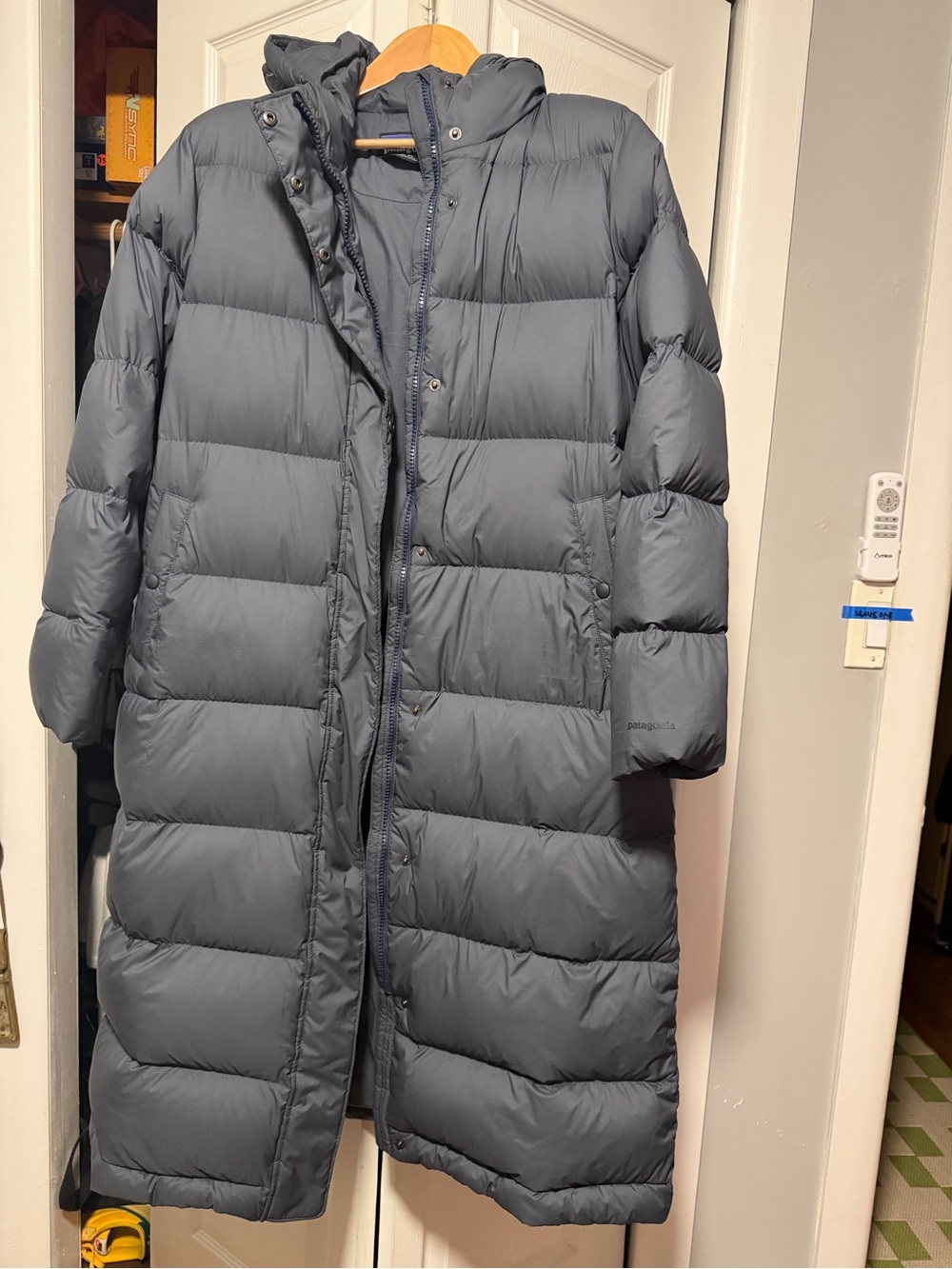 Patagonia Women’s Long Quilted Puffer Coat in Slate Gray